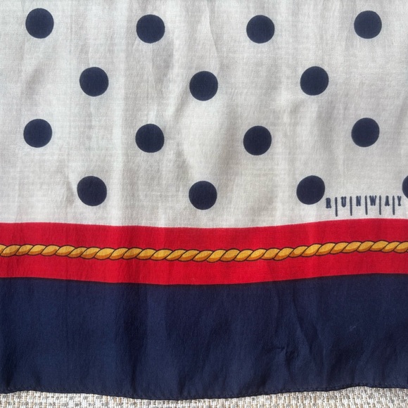 Runway Vintage Nautical Polka Dot Scarf 52”x9” - Picture 1 of 3